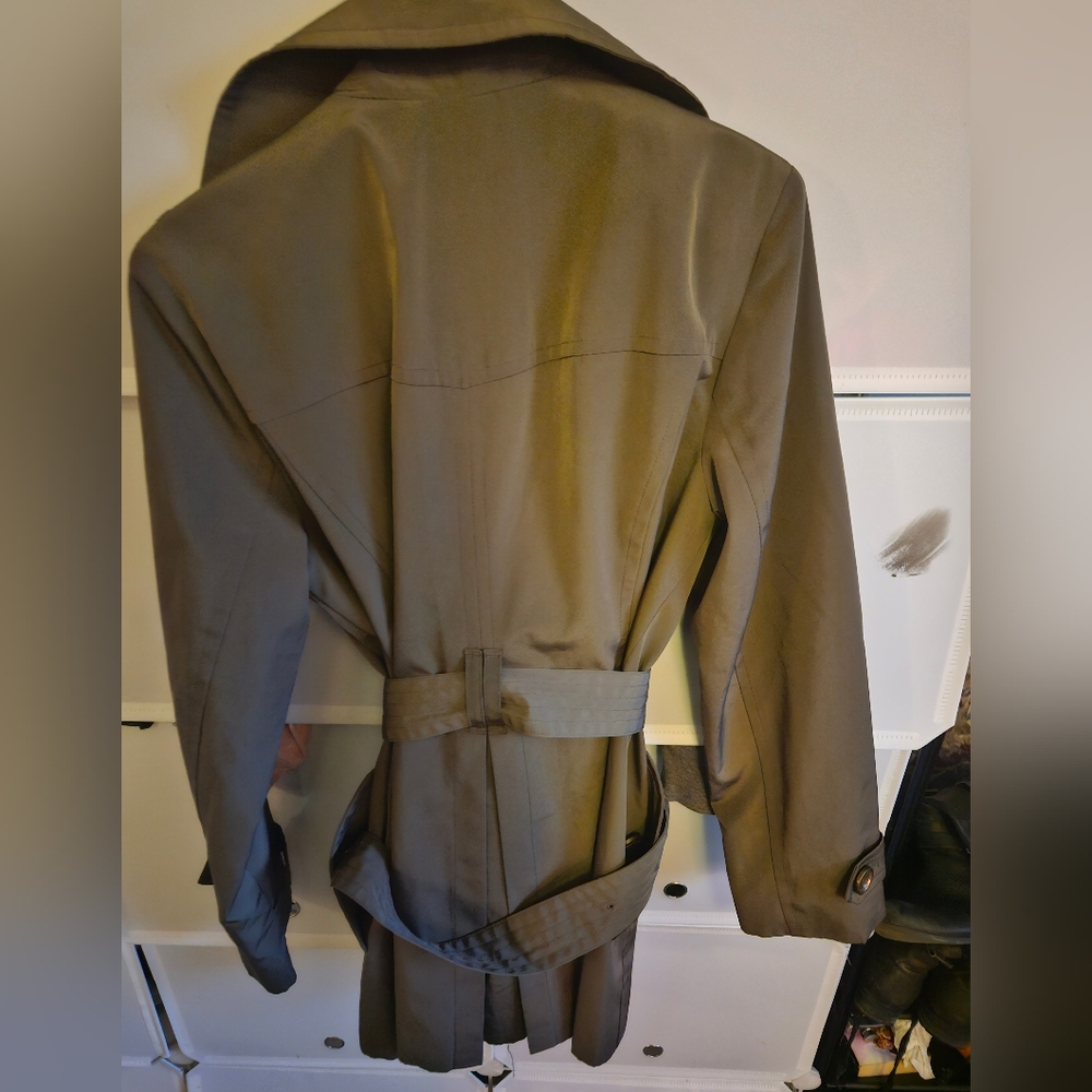 Dark green London fog coat